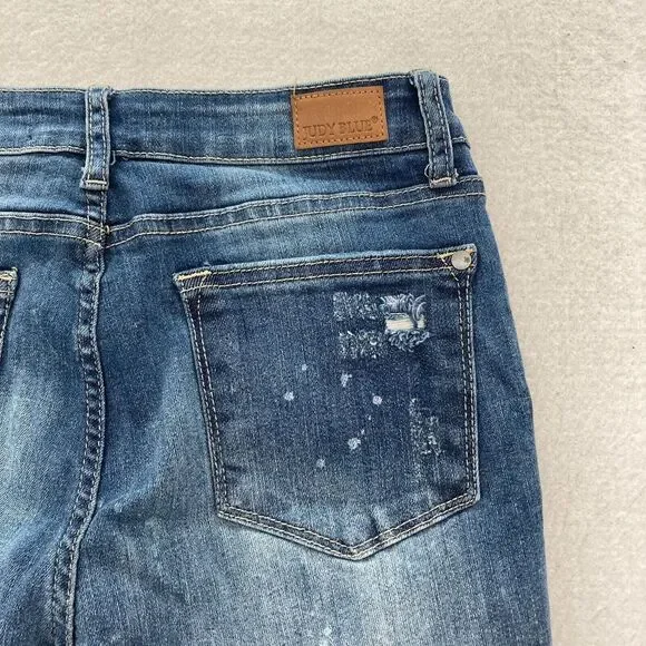 Judy Blue Jeans Women's 7/28 Skinny Fit Medium Blue Stretch Denim Distressed - Picture 13 of 14